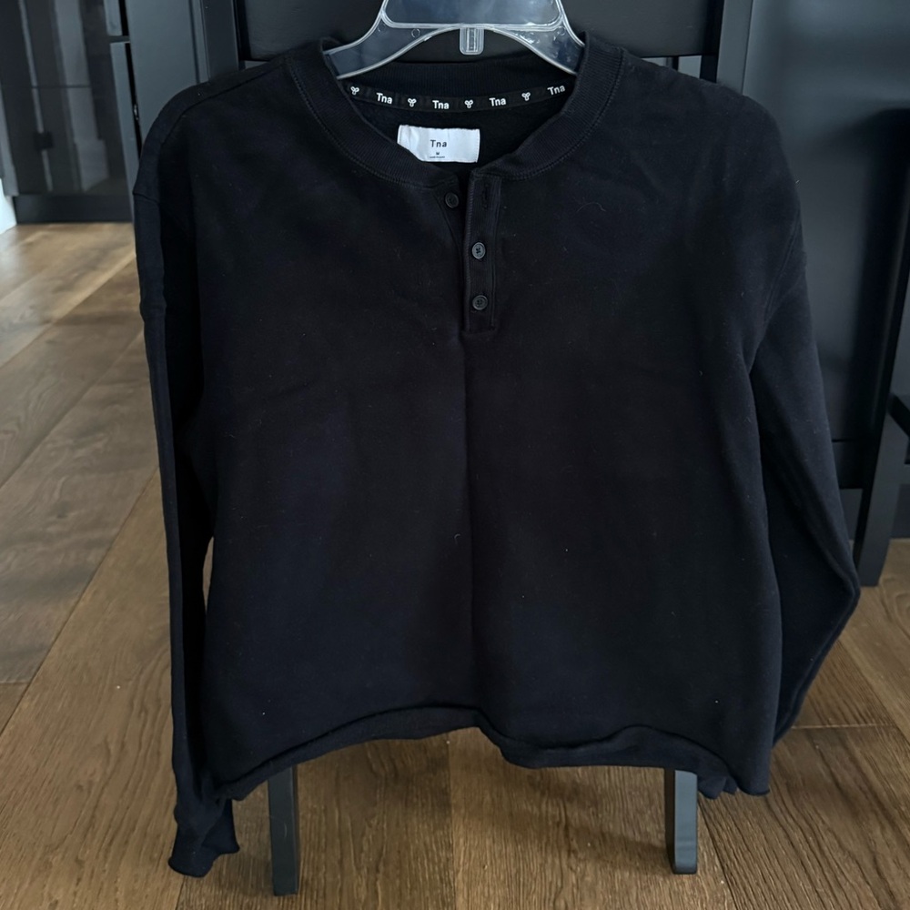 TNA fleece cropped henley